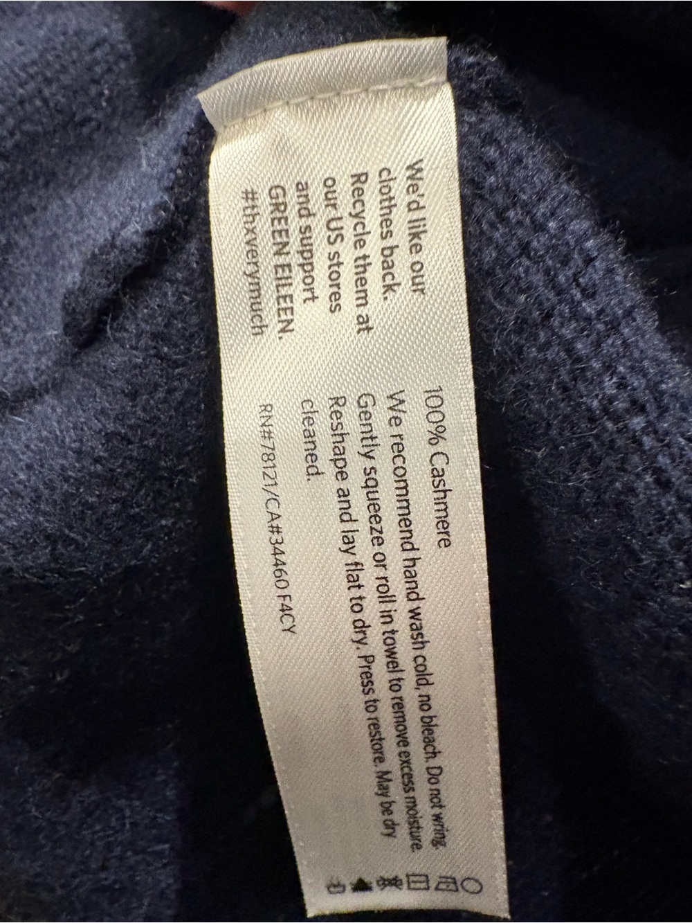 NWT Eileen Fisher Navy / Black Cashmere Fine-Gauge Sweater - Picture 7 of 8